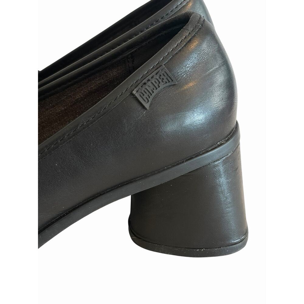 NEW Camper Kiara Penny Loafer •39/8•Heeled Pump Black Leather Anthropologie $248 - Picture 5 of 10